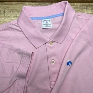 Brooks Brothers 1818 Performance Slim Polo Shirt Pink Blue Golden Fleece Men L